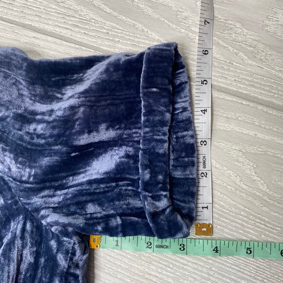 Floreat Anthropologie Women's Crinkled Velvet Blue Mini Shift Dress XXS PETITE - Picture 6 of 11